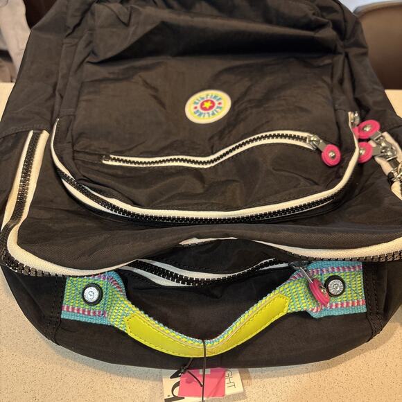 NWT Kipling Seoul Large Backpack True Black Rainbow Laptop Protection Authentic - Picture 4 of 12